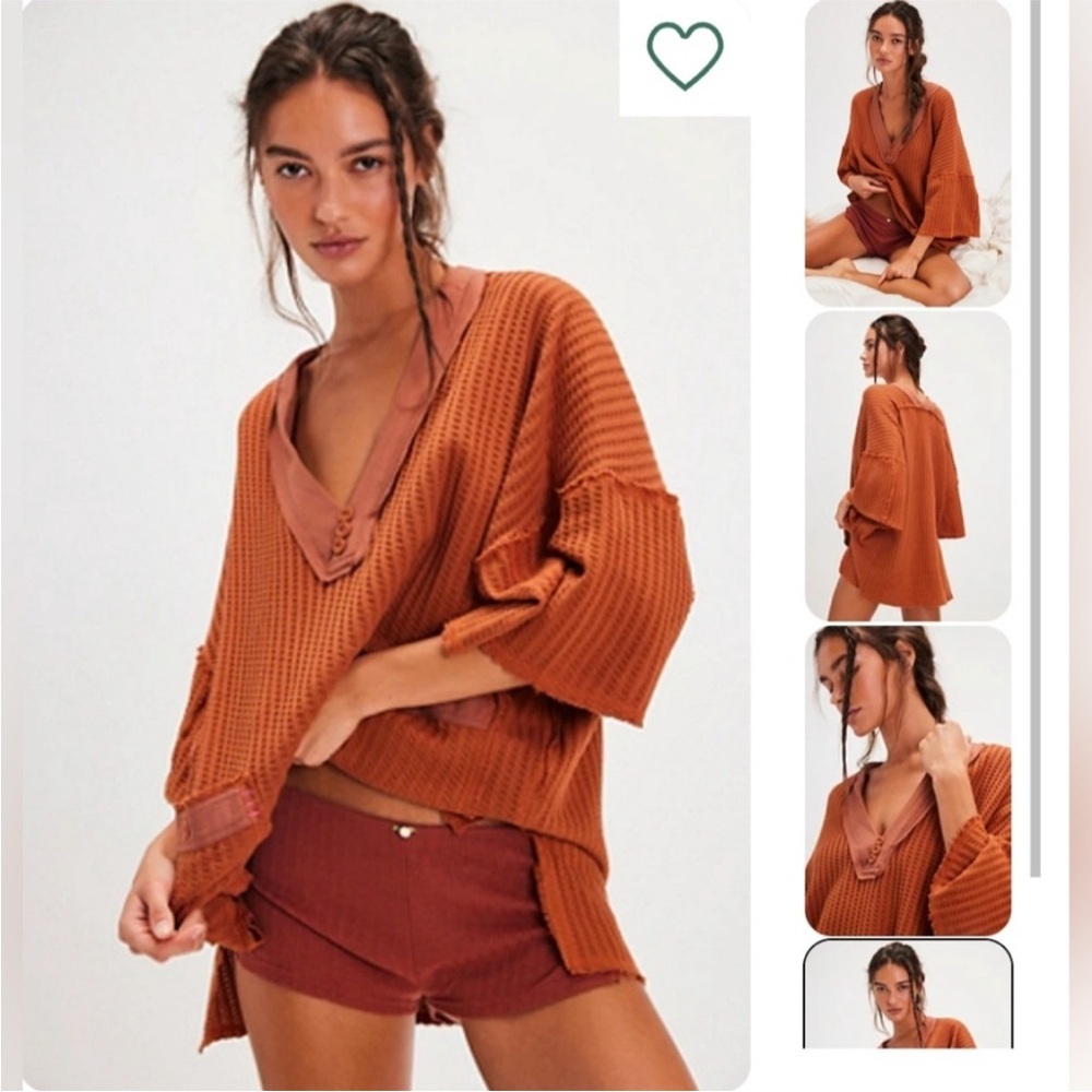 FREE PEOPLE HAPPY MIX
PULL OVER OVERSIZED RUST SIZE XS NWT